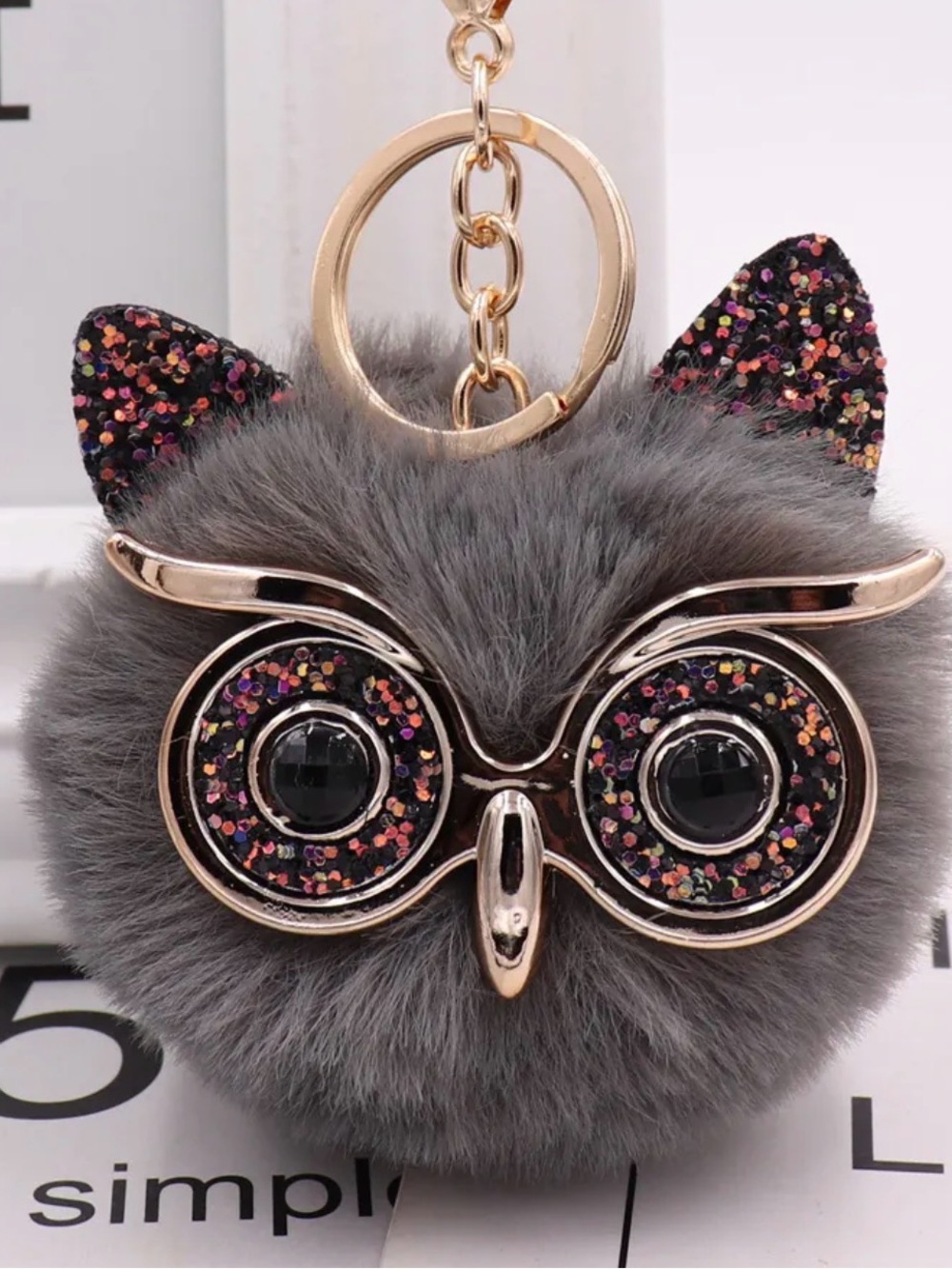 1pc Fashion Trend Owl Plush Key Chain Imitation Rabbit Hair Ball Bag Pendant - Picture 13 of 16